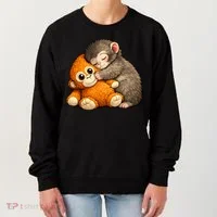 Punch The Monkey Cuddling Stuffed Animal Women's Sweatshirt thumb 0