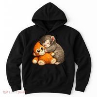 Punch The Monkey Cuddling Stuffed Animal Hoodie thumb 0