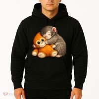 Punch The Monkey Cuddling Stuffed Animal Hoodie thumb 2