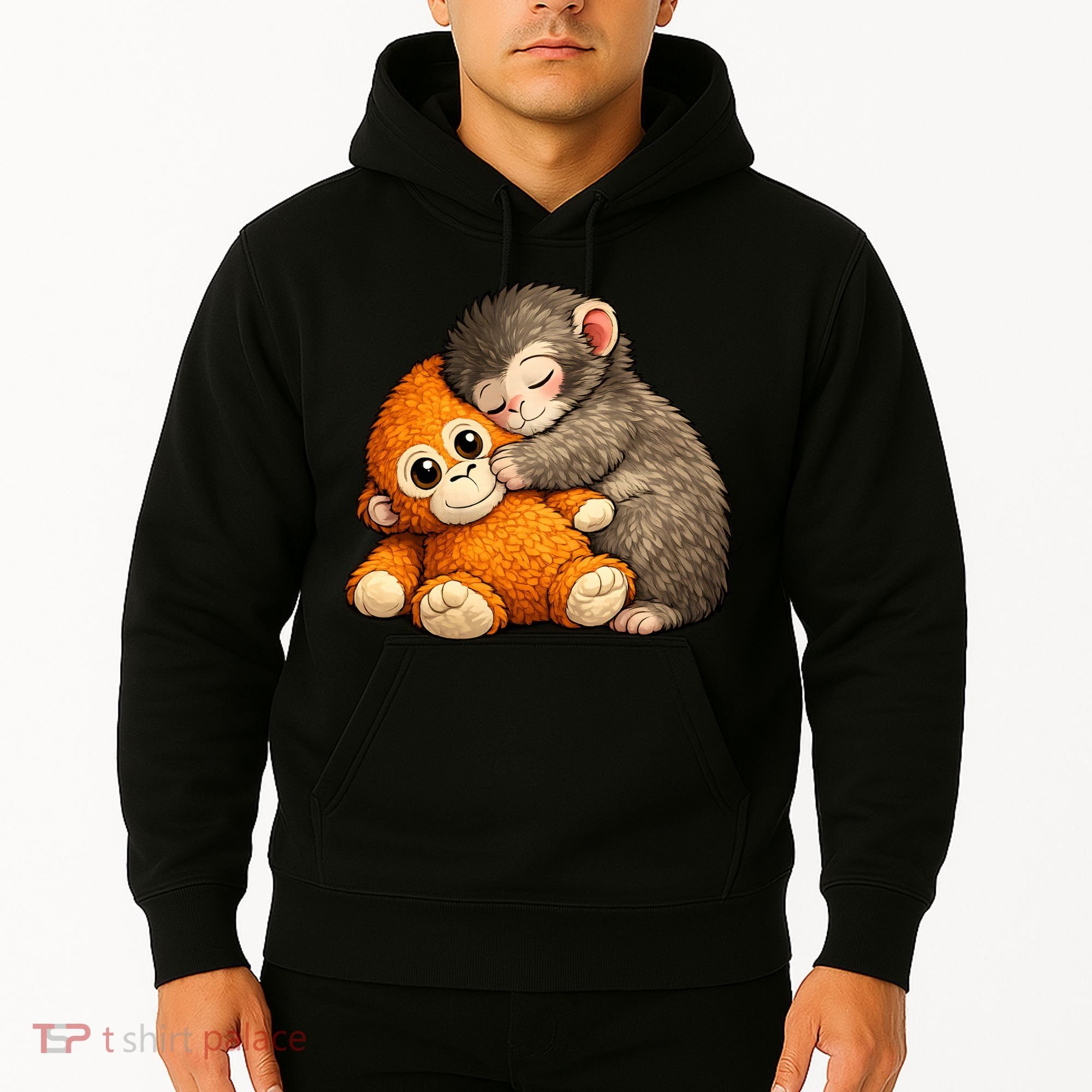 Punch The Monkey Cuddling Stuffed Animal Hoodie