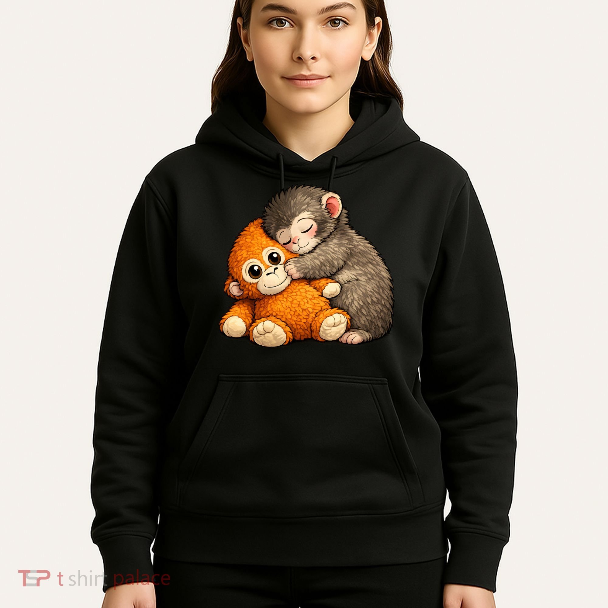 Punch The Monkey Cuddling Stuffed Animal Hoodie