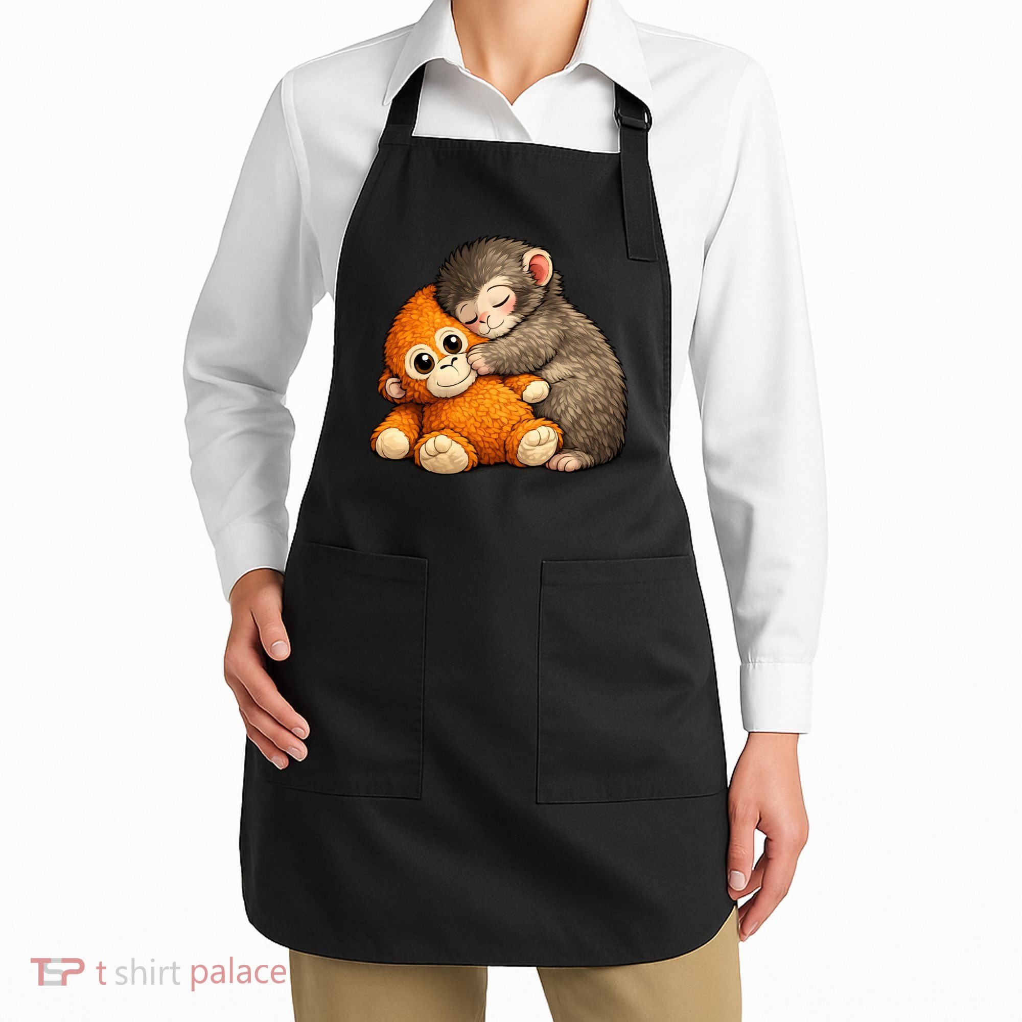 Punch The Monkey Cuddling Stuffed Animal Apron
