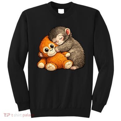 Punch The Monkey Cuddling Stuffed Animal Sweatshirt