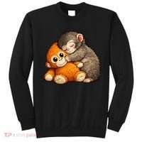 Punch The Monkey Cuddling Stuffed Animal Sweatshirt thumb 0