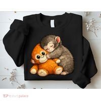 Punch The Monkey Cuddling Stuffed Animal Sweatshirt thumb 2