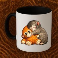 Punch The Monkey Cuddling Stuffed Animal Coffee Mug thumb 2