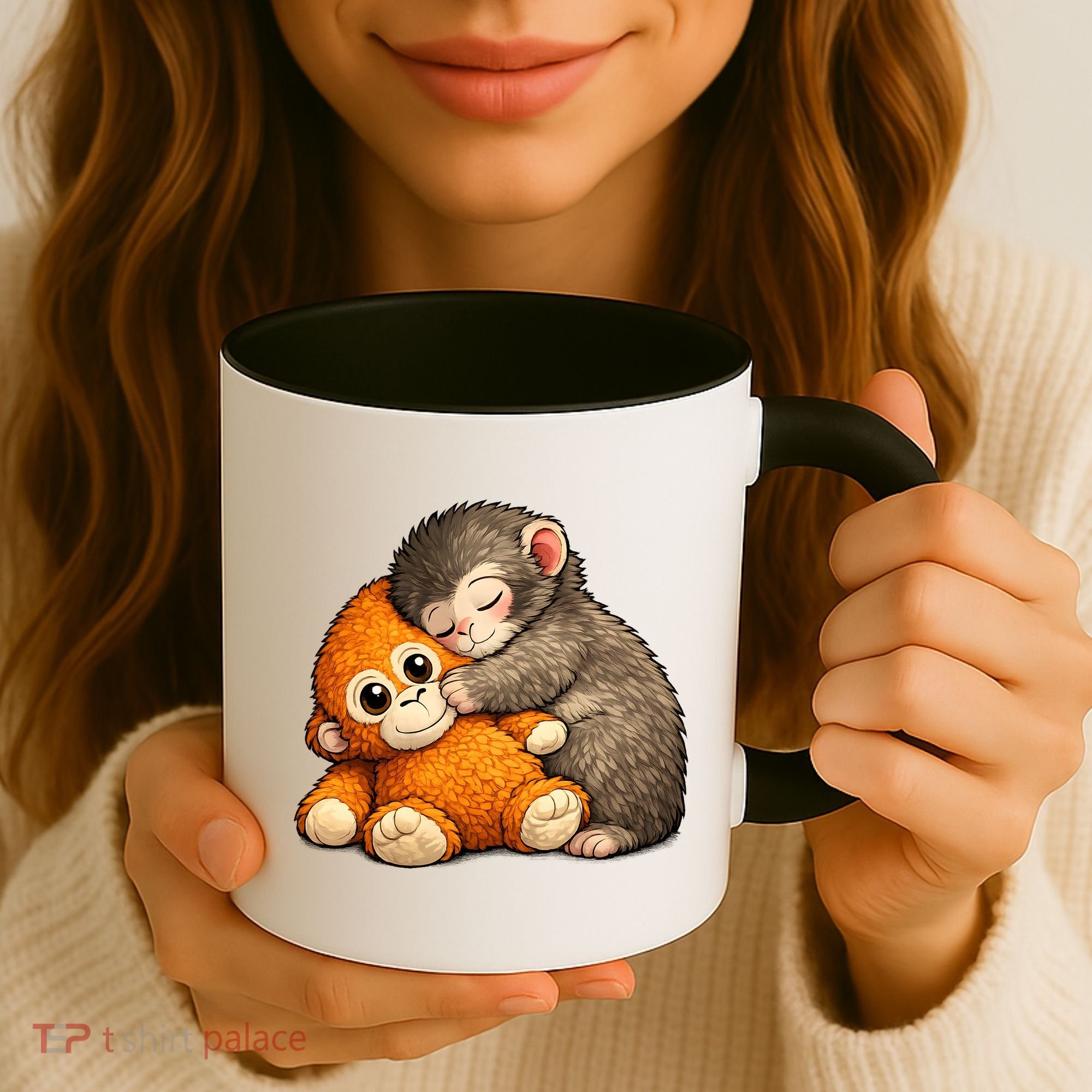 Punch The Monkey Cuddling Stuffed Animal Coffee Mug