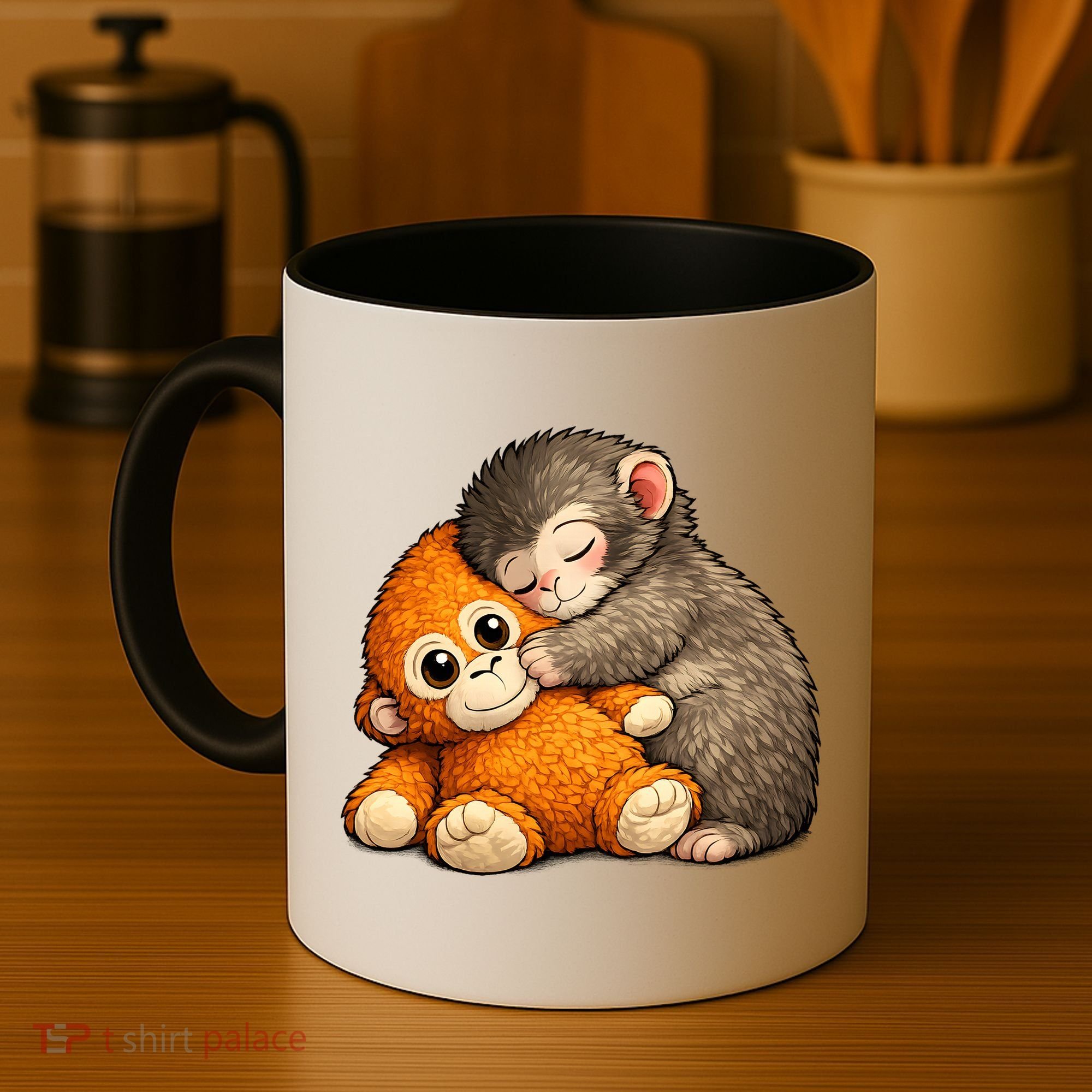Punch The Monkey Cuddling Stuffed Animal Coffee Mug