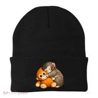 Punch The Monkey Cuddling Stuffed Animal Beanie thumb 0