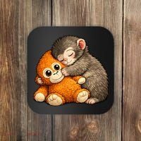Punch The Monkey Cuddling Stuffed Animal Coaster thumb 0