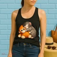 Punch The Monkey Cuddling Stuffed Animal Women's Tank Top thumb 2