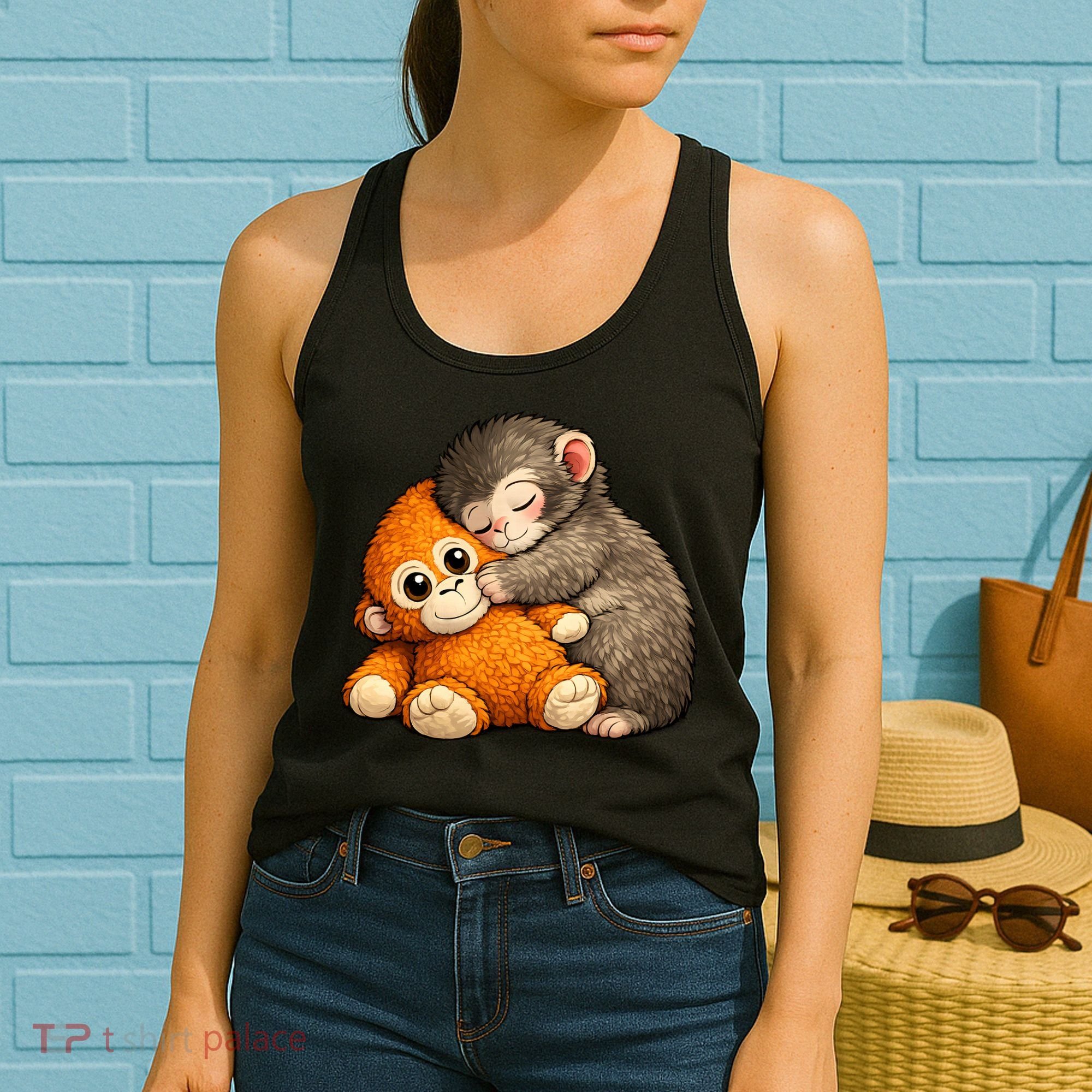 Punch The Monkey Cuddling Stuffed Animal Women's Tank Top