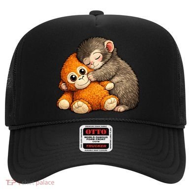 Punch The Monkey Cuddling Stuffed Animal Hat