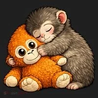 Punch The Monkey Cuddling Stuffed Animal Hat thumb 2