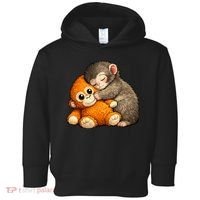 Punch The Monkey Cuddling Stuffed Animal Toddler Hoodie thumb 0