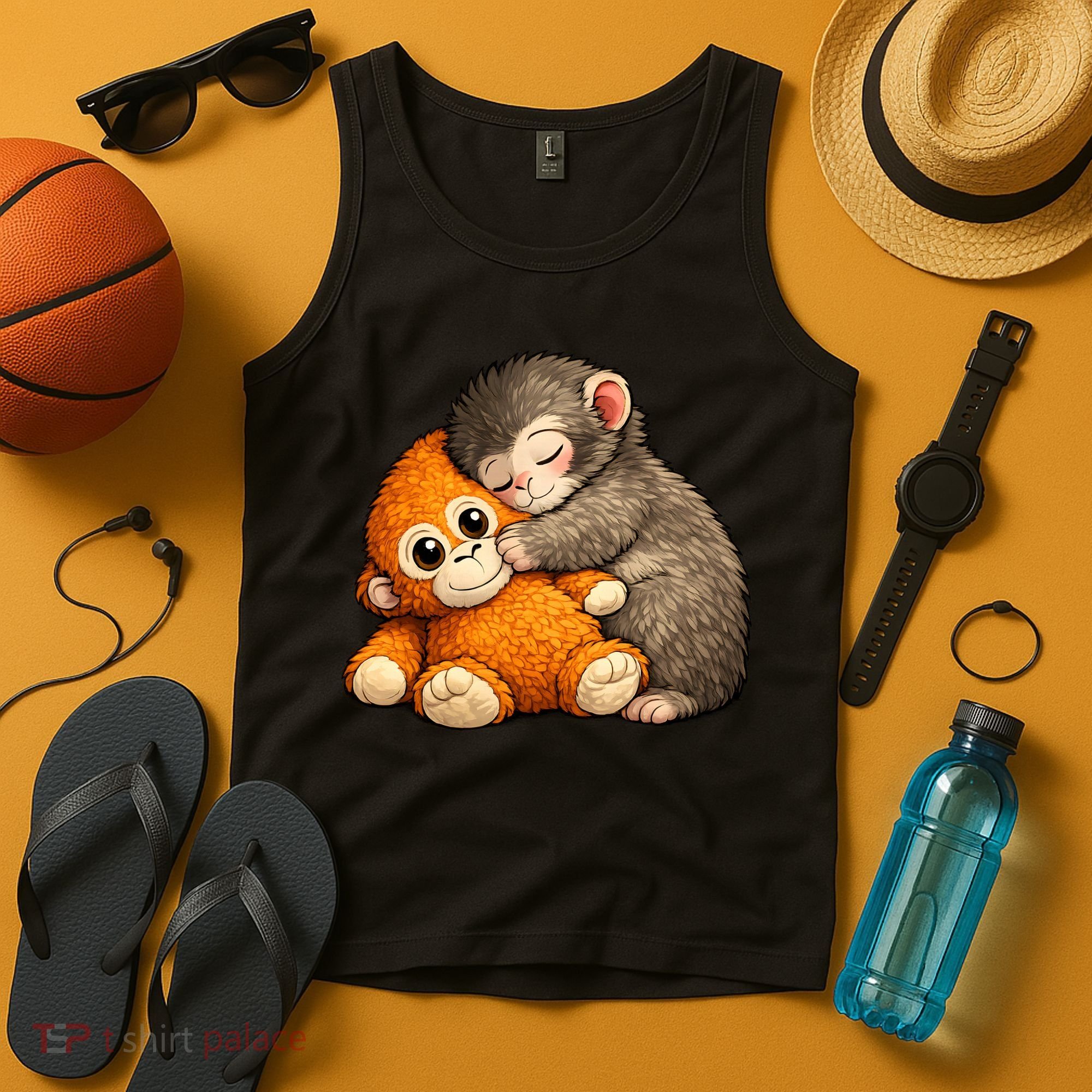 Punch The Monkey Cuddling Stuffed Animal Tank Top