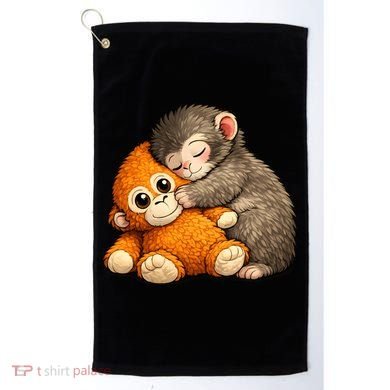 Punch The Monkey Cuddling Stuffed Animal Golf Towel