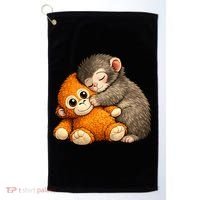 Punch The Monkey Cuddling Stuffed Animal Golf Towel thumb 0
