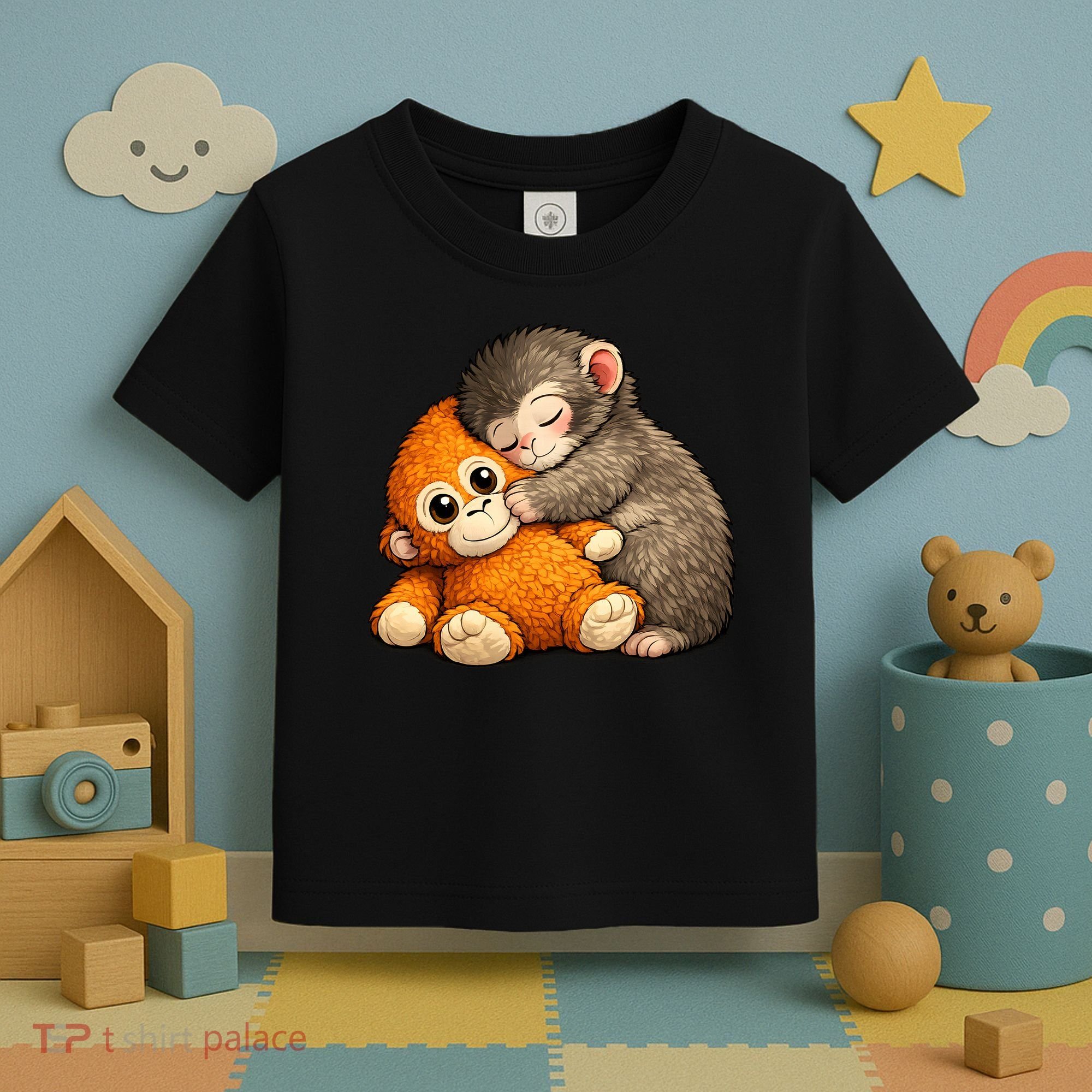 Punch The Monkey Cuddling Stuffed Animal Toddler T-Shirt
