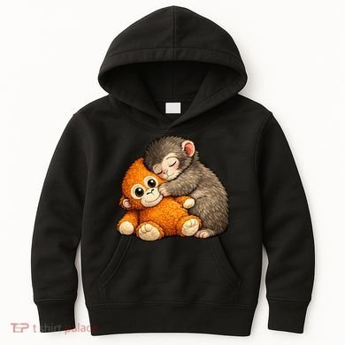 Punch The Monkey Cuddling Stuffed Animal Kids Hoodie