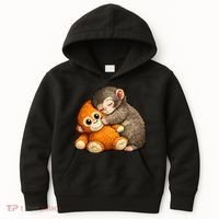 Punch The Monkey Cuddling Stuffed Animal Kids Hoodie thumb 0