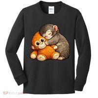 Punch The Monkey Cuddling Stuffed Animal Kids Long Sleeve Shirt thumb 0