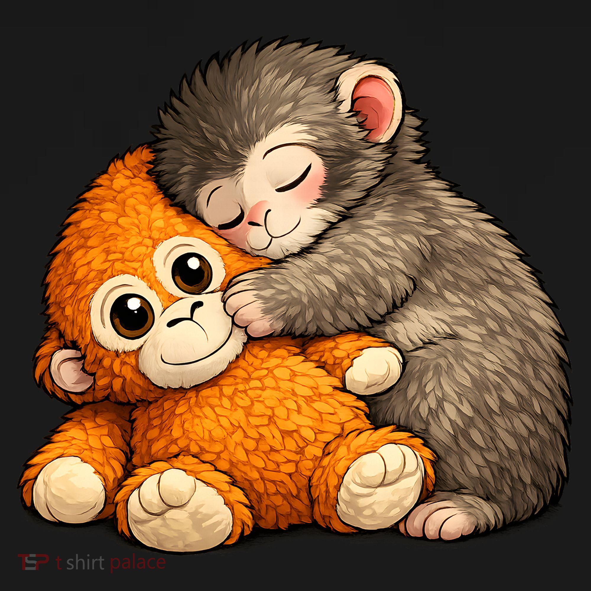 Punch The Monkey Cuddling Stuffed Animal Kids Long Sleeve Shirt