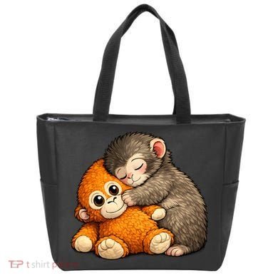 Punch The Monkey Cuddling Stuffed Animal Tote Bag