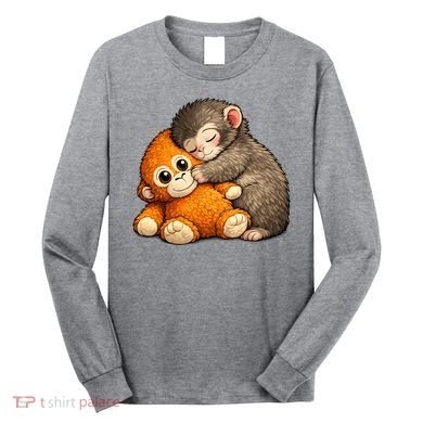 Punch The Monkey Cuddling Stuffed Animal Long Sleeve Shirt