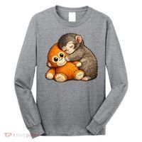 Punch The Monkey Cuddling Stuffed Animal Long Sleeve Shirt thumb 0