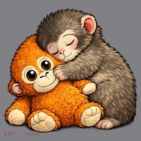 Punch The Monkey Cuddling Stuffed Animal Long Sleeve Shirt thumb 2