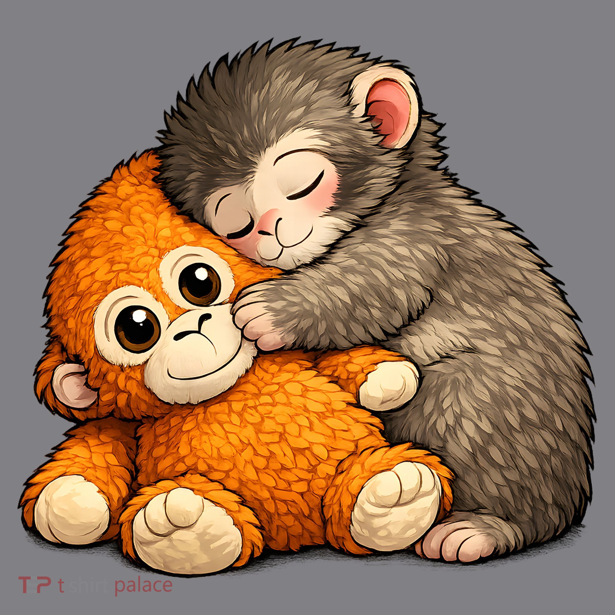 Punch The Monkey Cuddling Stuffed Animal Long Sleeve Shirt