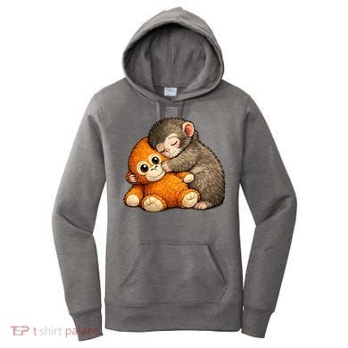 Punch The Monkey Cuddling Stuffed Animal Women's Hoodie