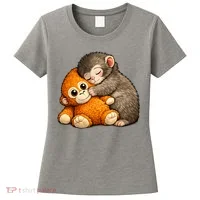 Punch The Monkey Cuddling Stuffed Animal Women's T-Shirt thumb 0