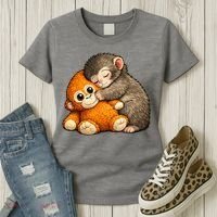 Punch The Monkey Cuddling Stuffed Animal Women's T-Shirt thumb 3