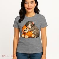 Punch The Monkey Cuddling Stuffed Animal Women's T-Shirt thumb 4