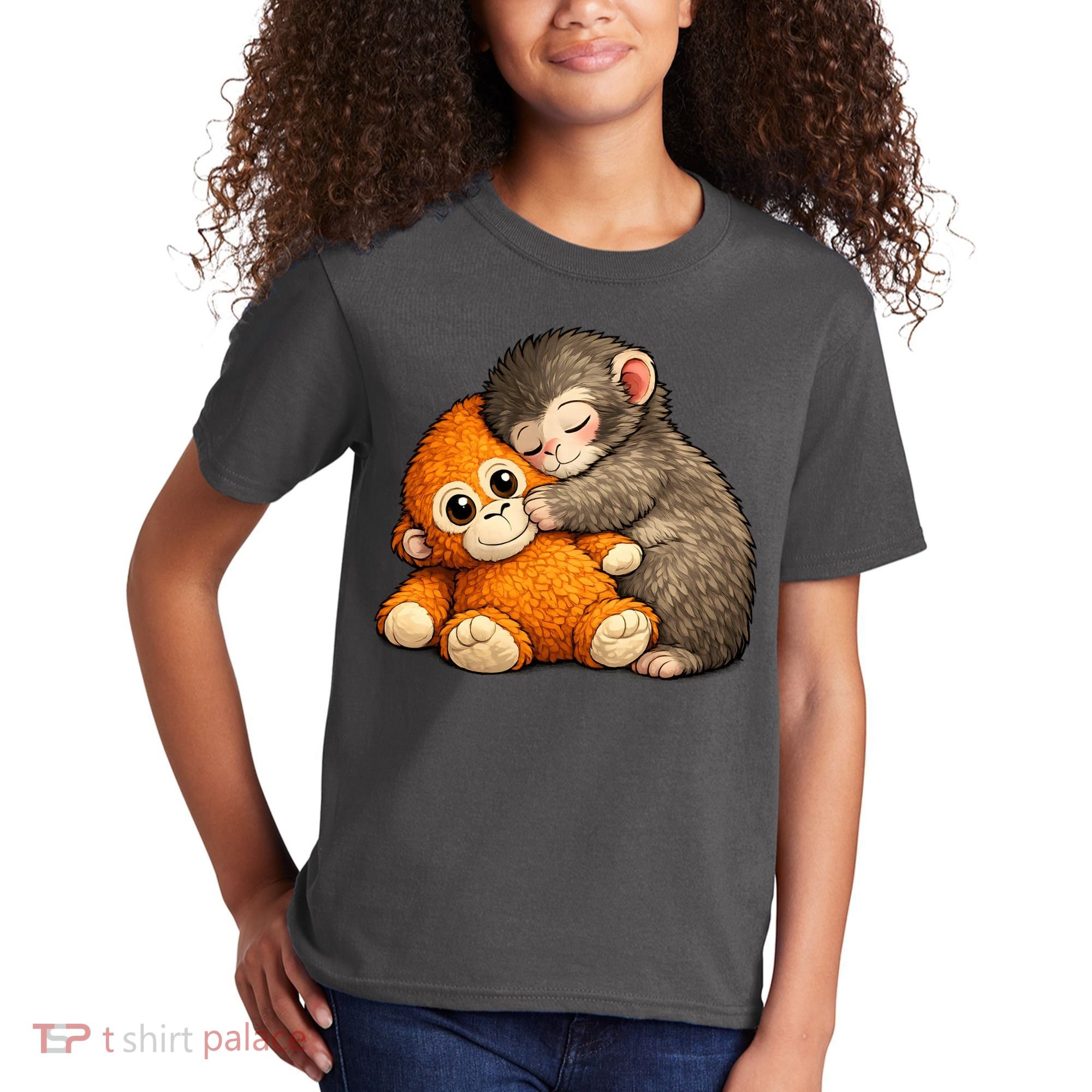 Punch The Monkey Cuddling Stuffed Animal Kids T-Shirt