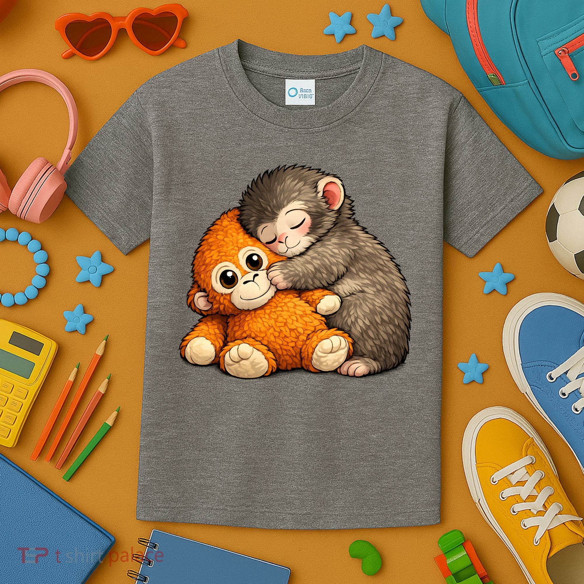 Punch The Monkey Cuddling Stuffed Animal Kids T-Shirt