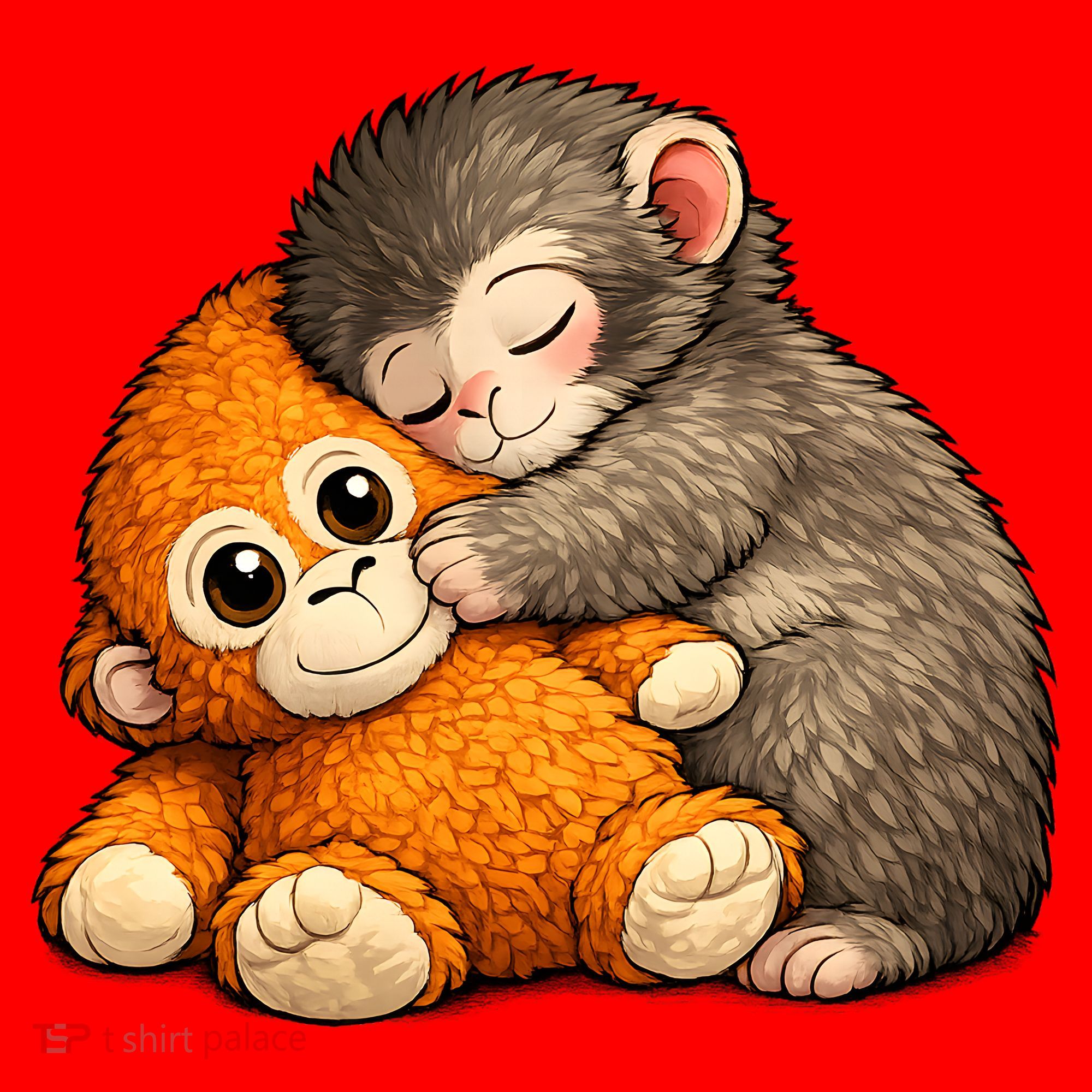 Punch The Monkey Cuddling Stuffed Animal Santa Hat