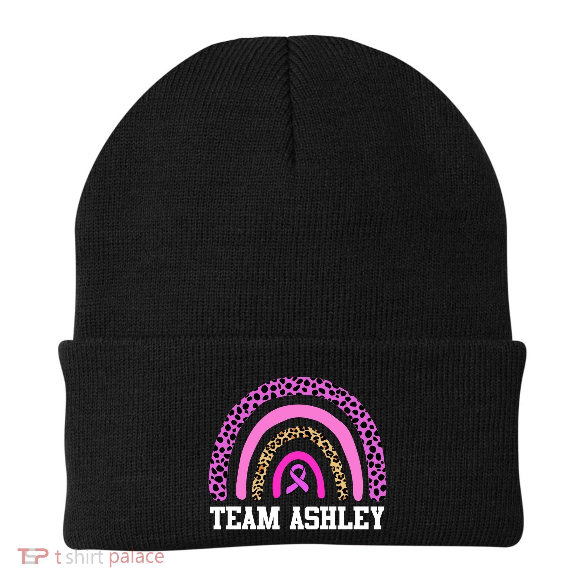 Personalize Team Name Custom Breast Cancer Beanie
