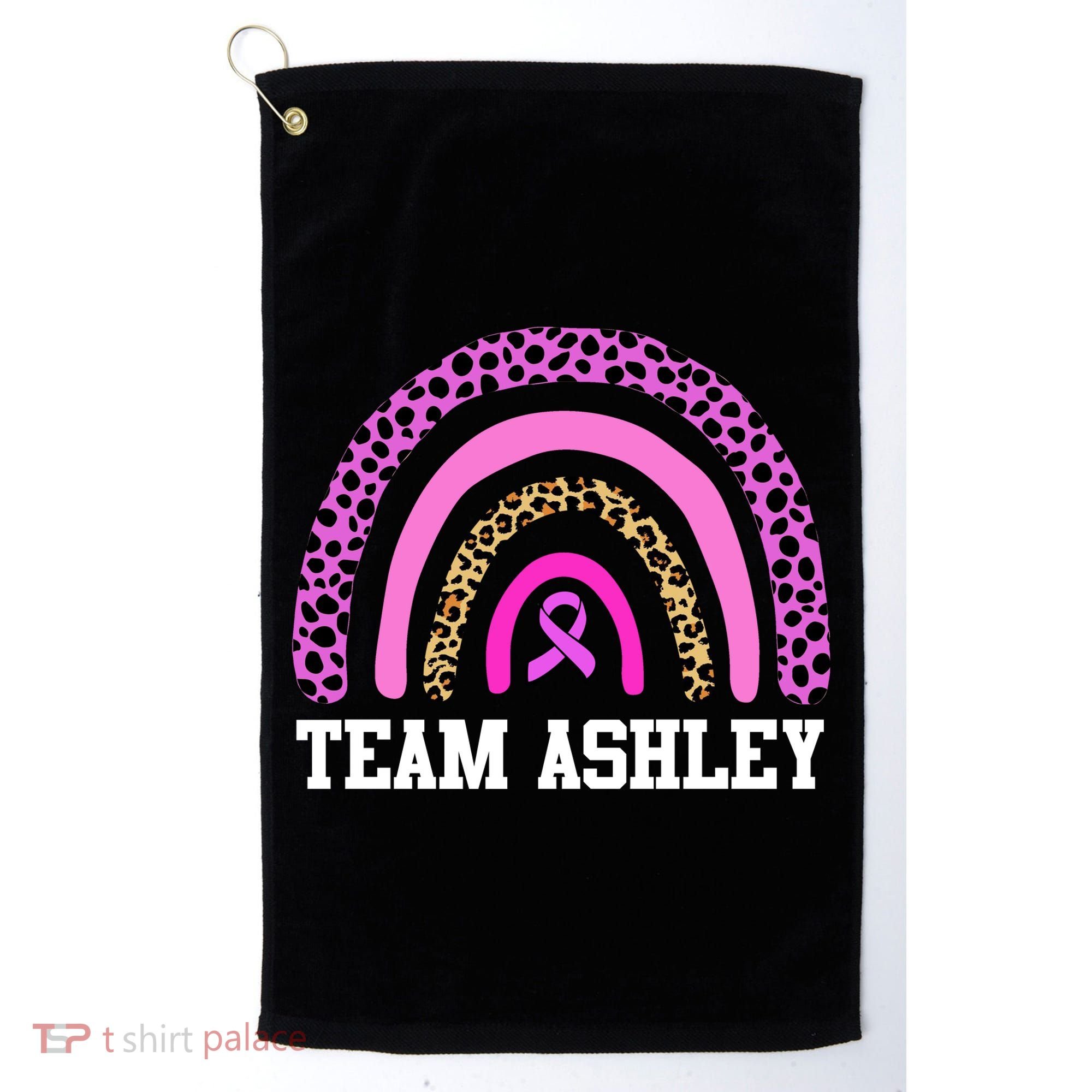 Personalize Team Name Custom Breast Cancer Golf Towel