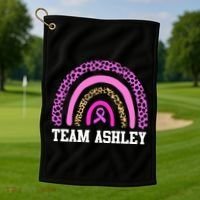 Personalize Team Name Custom Breast Cancer Golf Towel thumb 1