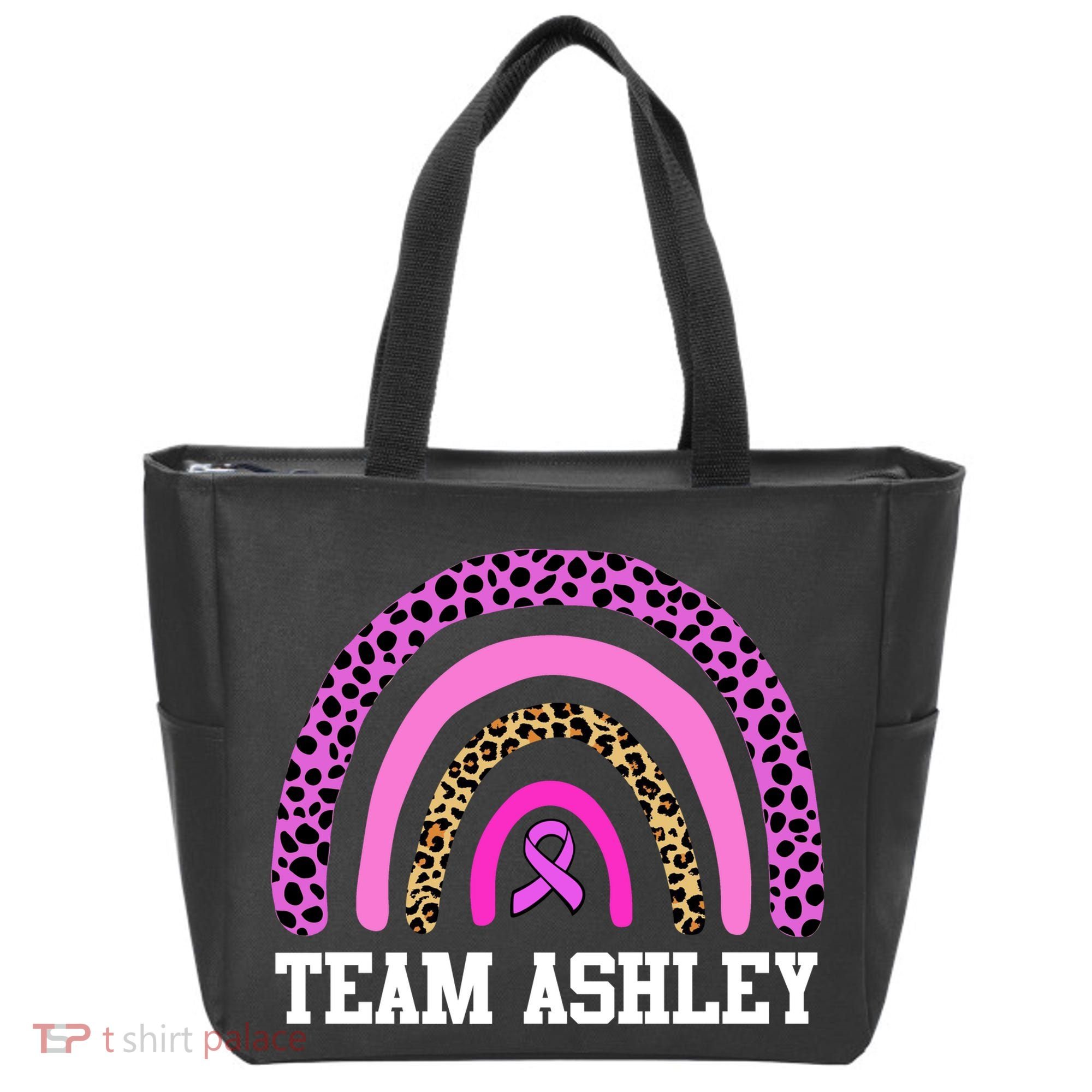 Personalize Team Name Custom Breast Cancer Tote Bag