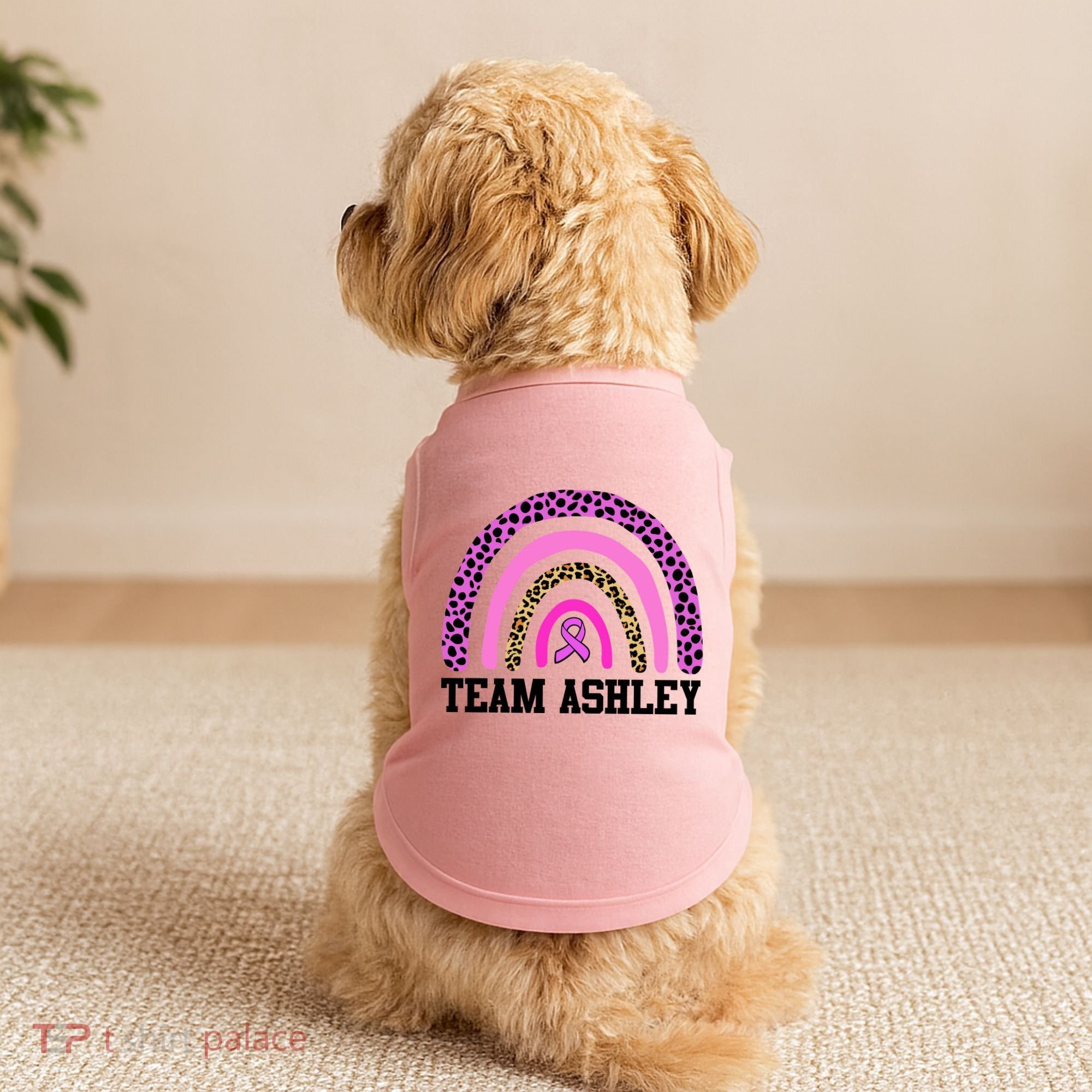 Personalize Team Name Custom Breast Cancer Doggie Tank