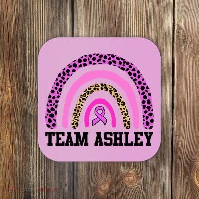 Personalize Team Name Custom Breast Cancer Coaster