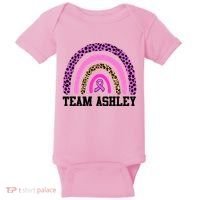 Personalize Team Name Custom Breast Cancer Baby Bodysuit thumb 0