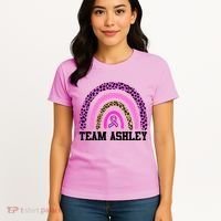 Personalize Team Name Custom Breast Cancer Women's T-Shirt thumb 4