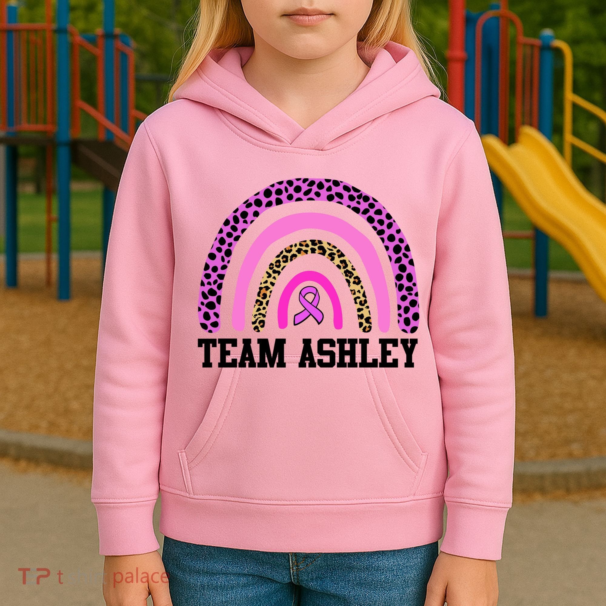 Personalize Team Name Custom Breast Cancer Kids Hoodie
