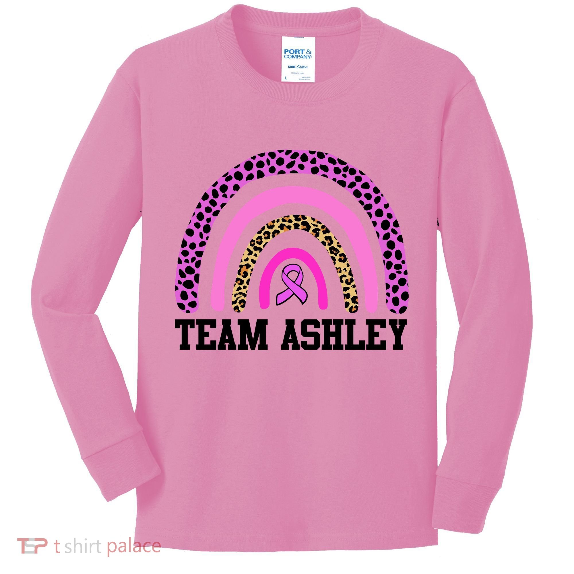 Personalize Team Name Custom Breast Cancer Kids Long Sleeve Shirt