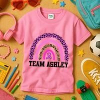 Personalize Team Name Custom Breast Cancer Kids T-Shirt thumb 3
